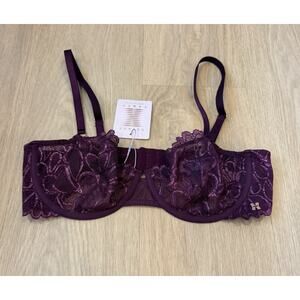 SAVAGE X FENTY PURPLE LACE BALCONETTE BRA BY RIHANNA SIZE 36D